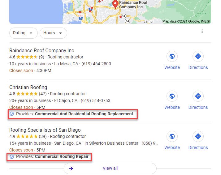 Example of Google My Business Justifications